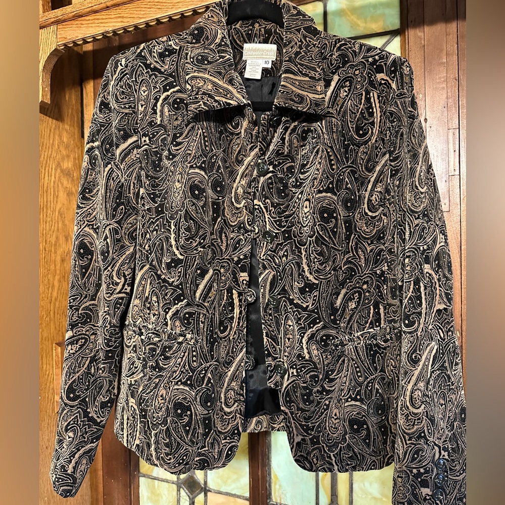 Made in USA Coldwater Creek Velvet Paisley Women's Jacket  Sz10